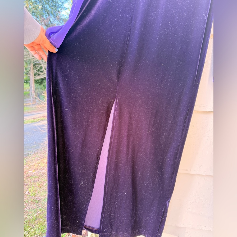 Anastasia Vibes Plum Velvet Opera Gown With Shoulder Jewels - Picture 8 of 8
